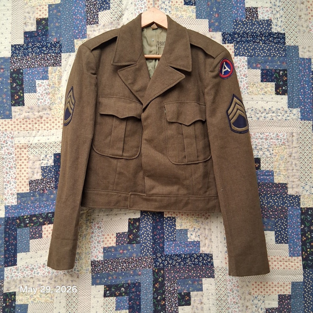 Vtg‎ 1953 US Army M-1950 Ike Jacket 40R Third 3rd Army Master Sergeant Wool Coat
